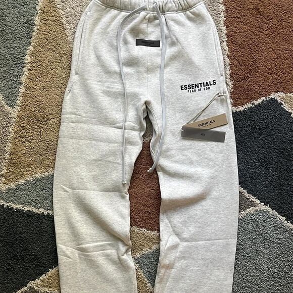 Essentials Men's Light Oatmeal Sweatpants - Picture 1 of 7